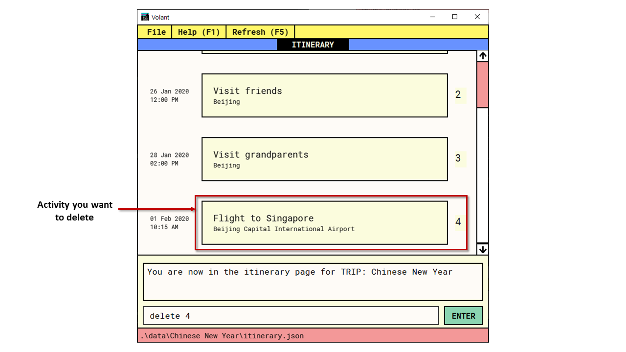 itinerary delete before