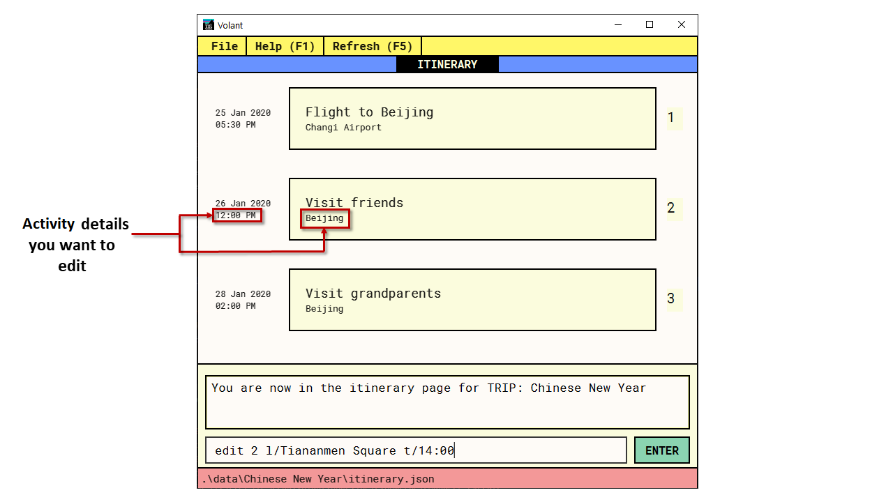 itinerary edit before